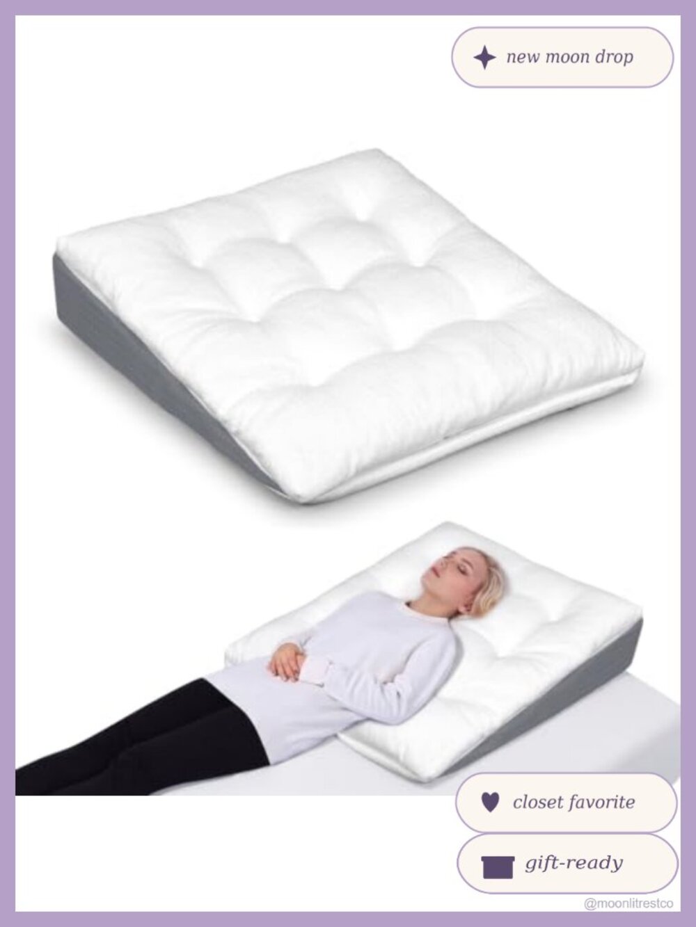 Extra Wide Bed Wedge Pillow 33x30x7.5in Soft Top Sleep Support